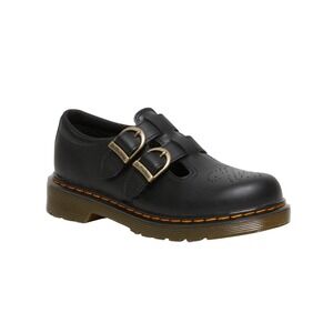 Dr. Martens Junior Black Leather Double Buckle Mary Jane Shoes Kids Size 2 US